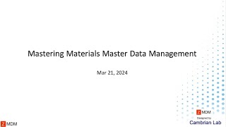 Mastering Materials Master Data Management [upl. by Olleina]