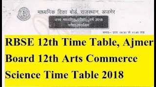 Rajasthan Board 12th Time Table 2019 RBSE Arts Science Commerce Date Sheet Here [upl. by Nadabas]