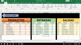 EXCEL  como Hacer un SISTEMA de INVENTARIO de entradas salidas y control de stock 📦 [upl. by Geminius]