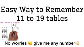 Multiplication Tricks for 11 tables to 19 tables  Tamil [upl. by Aneed]