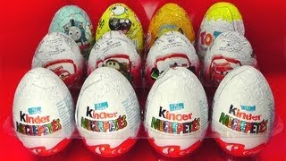 12 Surprise Eggs Kinder Surprise Cars 2 Zaini Thomas Spongebob [upl. by Annoerb425]