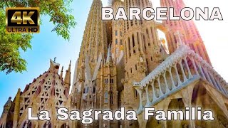 Barcelona Spain 4K  Walking Around And Inside La Sagrada Familia [upl. by Vivica]