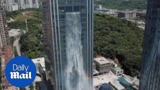 This is the amazing waterfall building in Guiyang City China [upl. by Vasos]