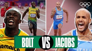 Usain Bolt 🆚 Marcell Jacobs  100m  Headtohead [upl. by Pylle727]