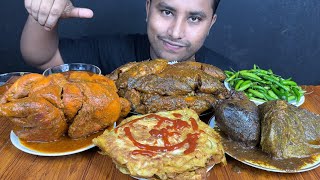 EATING WHOLE CHICKEN FISH CURRY MUTTON LIVER CURRY EGG OMELETTES CHILLI amp RICE  ASMR MUKBANG [upl. by Oribel292]