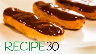 How to make Chocolate Eclairs  The Classic French Chocolate Custard pastry [upl. by Aenit]