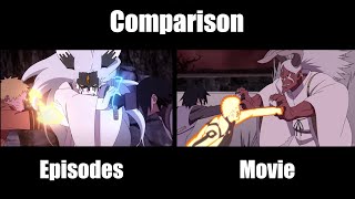 Naruto and Sasuke VS Momoshiki and Kinshiki  The Boruto Episodes VS Movie Comparison Side by Side [upl. by Sage]