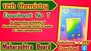 Class 12th Chemistry Experiment No 7 Solutions  Maharashtra Board [upl. by Anialam]