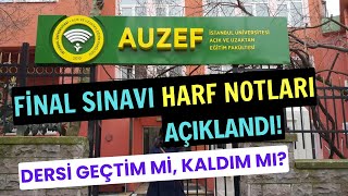 AUZEF Final Sınavı Harf Notları Açıklandı Harf Notları Neyi İfade Ediyor [upl. by Hinckley]