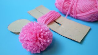 How to Make a Perfect Pom Pom  Pom Pom maker tutorial with Card Board  DIY Yarn Studio [upl. by Bible615]