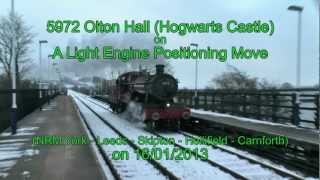 5972 Olton Hall Hogwarts Castle on A Light Engine Positioning Move  16012013 [upl. by Farland240]