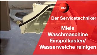 Miele Waschmaschine Einspülkasten  Wasserweiche ausbauen und reinigen Teil 1 [upl. by Oirasan237]