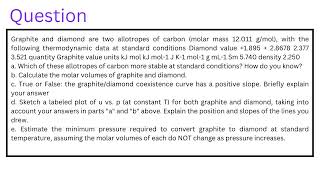 Graphite and diamond are two allotropes of carbon molar mass 12011 gmol [upl. by Dreda]