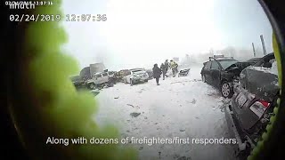 Video shows 119car pileup on I41 as snowy weather impacts rescue efforts by sheriffs department [upl. by Ylicic254]