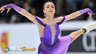 Valieva breaks her own record with incredible short program at European Championships  NBC Sports [upl. by Banebrudge37]