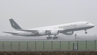 HUMANITARIAN FLIGHT  Samaritans Purse Douglas DC872CF Takeoff From Belgrade Airport [upl. by Ahseuqram]