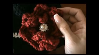 Crochet Flower Floral Pin Step By Step Tutorial 1 [upl. by Ihsorih690]