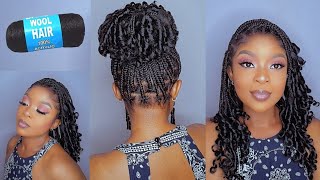 OMG😱 Knotless Short Braids With Curly Ends Using Brazilian Wool Macamy [upl. by Olathe]