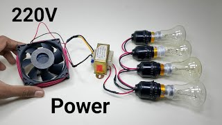 Cooling Fan free generator 220V supportfree energy Power full generator Light Bulb Experiment [upl. by Harutek]