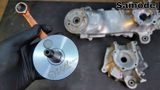 Milling the crankcase to install the 526mm Big Bore crankshaft on a Honda Dio 120cc scooter [upl. by Arraic294]