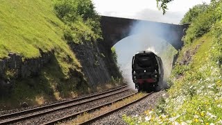 SR 34067 Tangmere plays catch up with The Cumbrian Mountain Express 220624 [upl. by Enelrae]