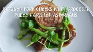 Paul Welburns Braised Pork Cheek Raw with Grilled Asparagus and Tenderstem® Broccoli Puree [upl. by Ier]