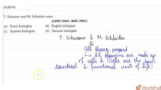 T Schwann and M Schleiden were  11  CELLS  THE UNIT OF LIFE  BIOLOGY  ERRORLESS  Doubtn [upl. by Goldina]