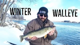 Winter Walleye Fishing from Shore [upl. by Nangem]