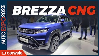 Maruti Brezza CNG at Auto Expo 2023  CarWale [upl. by Maleeny]