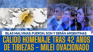 MILEI OVACIONADO REIVINDICA LOS DERECHOS ARGENTINOS SOBRE MALVINAS EN HOMENAJE A VETERANOS Y CAIDOS [upl. by Ecinahs223]