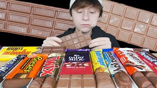 ASMR Chocolate Candy Bars Kinder Bueno Cadbury Reeses Cups Dark Milky Way Butterfinger Twix [upl. by Jallier]