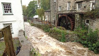 Heavy Rain Walk Through Ambleside Town English Countryside 4K [upl. by Llessur]