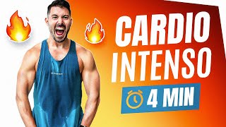 🔥 RUTINA para BAJAR de PESO en CASA desde 4 MINUTOS  CARDIO INTENSO HIIT TABATA [upl. by Airdnahc]