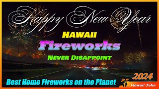 2024 New Years Fireworks in Hawaii 🌈 Happy New Year 🎉 Waipahu Oahu Hawaii 5K [upl. by Idurt]