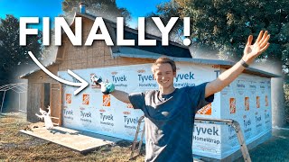 Installing TYVEK on the Shed Tiny House [upl. by Korella8]