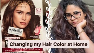 L’Oréal Paris Excellence Hair Crème 613  Golden Brown Hair Colour at Home  Before amp After 🤎🖤 [upl. by Laikeze]