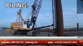 Kobelco BM700 PD and the Delmag 62 diesel hammer [upl. by Ettevol]