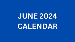 June 2024 Calendar with Holidays in USA UK India Canada  Calendarbuzz [upl. by Eisenhart]