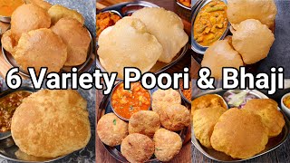 6 Types of Poori amp Bhaji Recipe for Lunch amp Dinner  6 Easy amp Healthy Poori Kurma Recipes [upl. by Lilybel14]