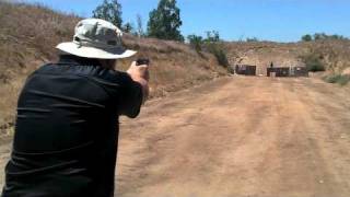 100 Yard shot Kimber 1911 half size IPSC Steel Target [upl. by Burack270]