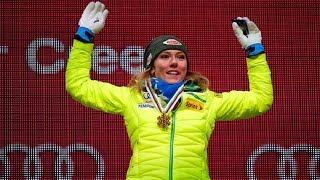 Mikaela Shiffrin • World Champs Vail Gold Medal Ceremony • 2015 [upl. by Atinek]