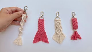 DIY 4 Macrame Keychain Tutorial  Easy Macrame Keychain for Total Beginner [upl. by Danit790]