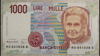 ITALY  ITALIEN  1000  LIRE  1990  MONTESSORI  BANKNOTES  EDUCATION  PAPER  MONEY  NOTE [upl. by Sardella]