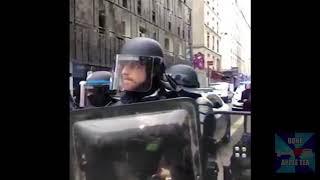 French Yellow Vests Protest Playing Evangelion Theme but Not Really Its super not real guys [upl. by Creath]