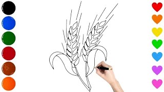 How to draw a wheat 🌾🍁 Easy Drawing for kids and toddlers wheat 4kids drawing4kids [upl. by Fauch]