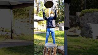 Chopping firewood in Finland  heavy or light log  heavy axe [upl. by Yenetruoc]