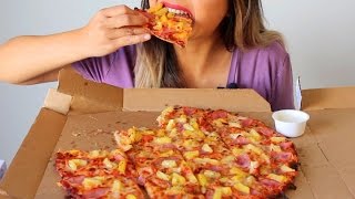 ASMR Dominos Hawaiian ThinCrust Pizza Eating Sounds [upl. by Zoubek]