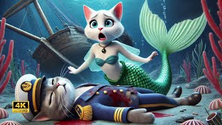 🔥Mermaid Cat Unleashes Tsunami for Captain Cat 🔥 cat ai catlover catvideos cutecat aicat [upl. by Ttik]