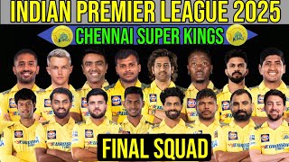 IPL 2025 Mega Auction 2025 Chennai Super Kings Full Squad  CSK Players List 2025  CSK Squad 2025 [upl. by Anjanette]