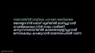 നസ്രേത്തിൻ KARAOKE The Priest Nazarethin Song Karaoke With Malayalam Lyrics Nazarethin ThePriest [upl. by Enilec]